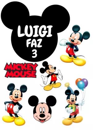 Topo de Bolo Aniversário Mickey Mouse para Editar Online