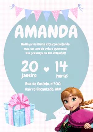 Convite Aniversário Anna Frozen para Editar Online