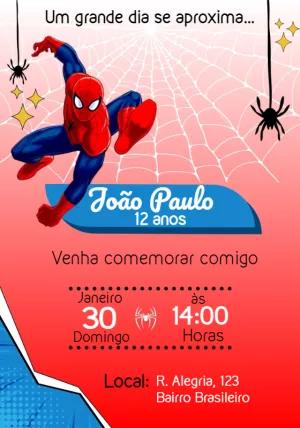 Convite de Aniversário Homem Aranha para Editar Online