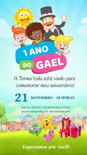 Convite Aniversário Mundo Bita com Personagens para Editar