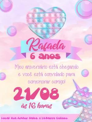 Convite de Aniversário Pop It Fidget Toys para Editar
