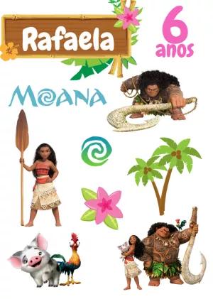 Topo de Bolo Moana com Personagens para Editar Online