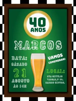 Convite de Aniversário Boteco com Cerveja para Editar Online