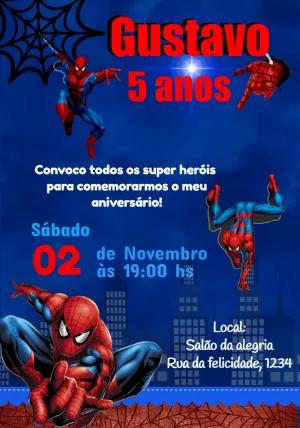 Convite de Aniversário Homem-Aranha para Editar Online