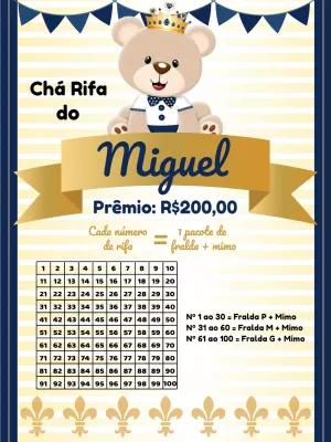 Rifa Chá de Bebê Ursinho Príncipe para Editar Online