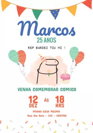 Convite de Aniversário Flork Meme para Editar Online