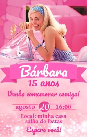 Convite de Aniversário Barbie Filme para Editar Online