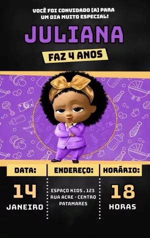 Convite Aniversário Poderosa Chefinha Black para Editar