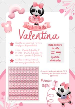 Convite Chá Rifa Panda Bailarina Editável Online