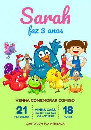 Convite de Aniversário Galinha Pintadinha para Editar Online