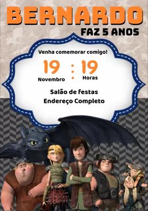 Convite Aniversário Como Treinar o Seu Dragão para Editar Online