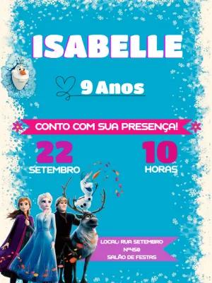 Convite de Aniversário Frozen com Personagens para Editar