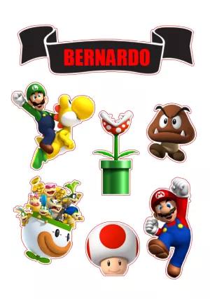Topo de Bolo Super Mario: Personagens para Editar e Imprimir