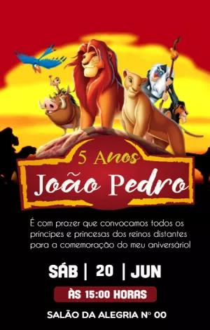 Convite de Aniversário Rei Leão com Personagens para Editar