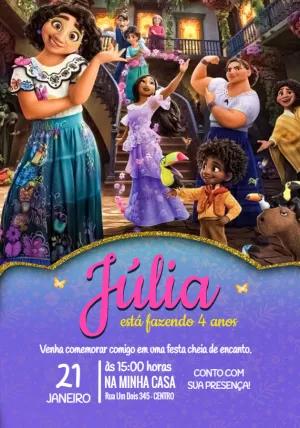 Convite Aniversário Encanto com Personagens para Editar Online