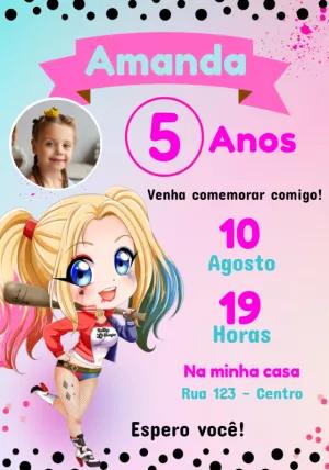Convite Aniversário Alerquina com Foto para Editar Online