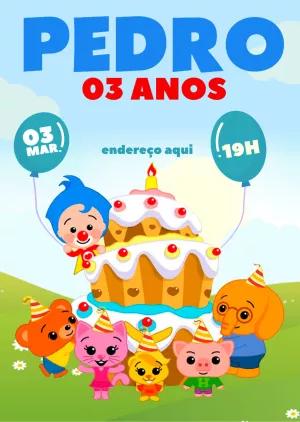 Convite Aniversário Plim Plim para Editar Online e Imprimir