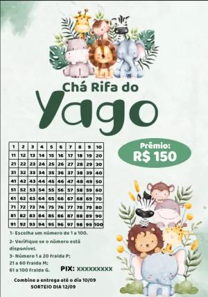 Chá Rifa Safari com Animais Fofos para Editar Online