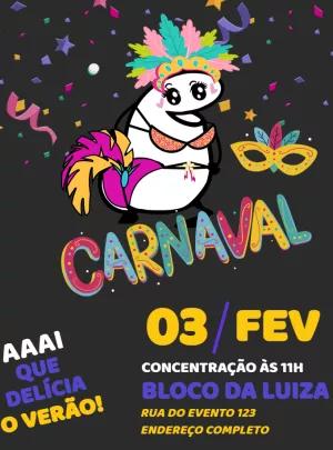 Convite de Carnaval com Meme Flork para Editar Online