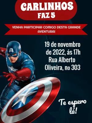 Convite Aniversário Capitão América para Editar Online