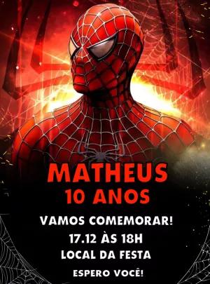 Convite de Aniversário Homem Aranha para Editar Online