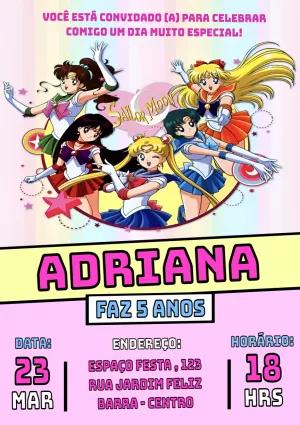 Convite de Aniversário Sailor Moon para Editar Online