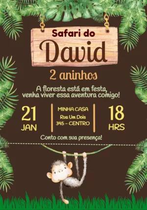 Convite de Aniversário Safari na Selva para Editar Online
