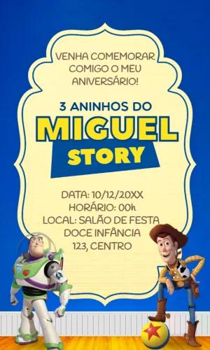 Convite Aniversário Toy Story com Personagens para Editar Online