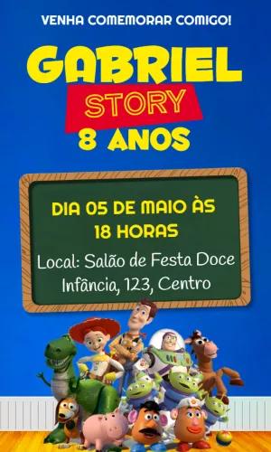 Convite Aniversário Toy Story com Personagens para Editar Online