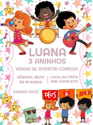 Convite de Aniversário Três Palavrinhas para Editar Online