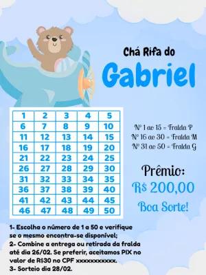 Chá Rifa Ursinho Aviador Editável para Enviar Online