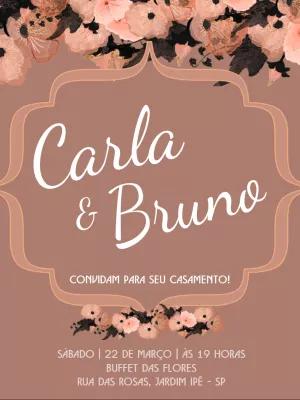 Convite de Casamento Floral Elegante para Editar Online