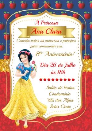 Convite de Aniversário Branca de Neve para Editar Online
