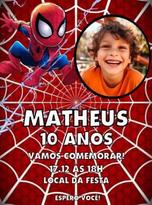 Convite Aniversário Homem Aranha Toy com Foto para Editar