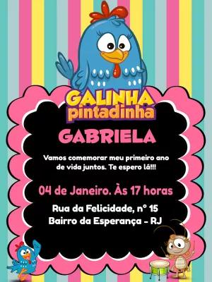 Convite de Aniversário Galinha Pintadinha para Editar Online