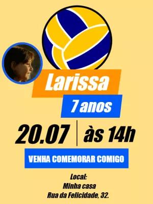 Convite Aniversário Vôlei com Foto para Editar Online