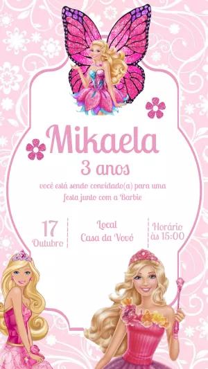 Convite de Aniversário Barbie Fada para Editar Online