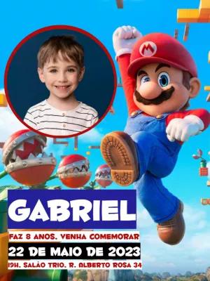 Convite de Aniversário Super Mario com Foto para Editar Online