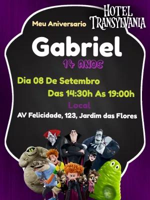 Convite Aniversário Hotel Transylvania com Personagens para Editar