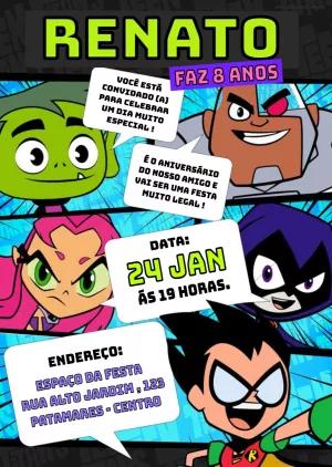 Convite Aniversário Jovens Titãs para Editar Online