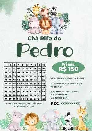 Chá Rifa Safari com Animais Fofos para Editar Online