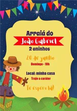 Convite de Aniversário Festa Junina com Espantalho para Editar