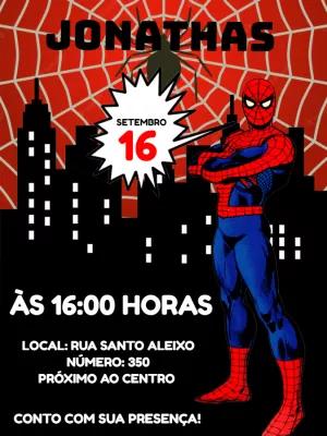 Convite de Aniversário Homem Aranha para Editar e Imprimir