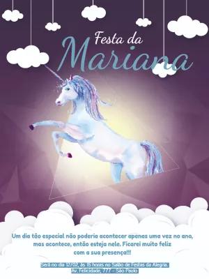 Convite de Aniversário Unicórnio Mágico para Editar Online