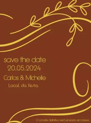 Convite Save the Date Casamento Terracota e Dourado para Editar