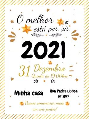 Convite de Ano Novo Dourado com Estrelas para Editar Online
