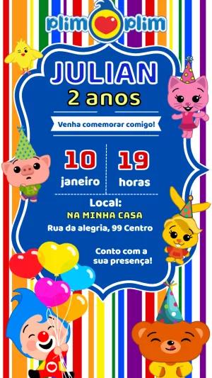 Convite de Aniversário Plim Plim para Editar Online