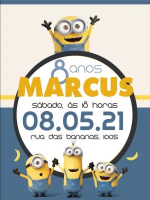 Convite Aniversário Minions Divertido para Editar e Imprimir