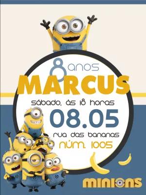 Convite de Aniversário Minions Divertido para Editar Online