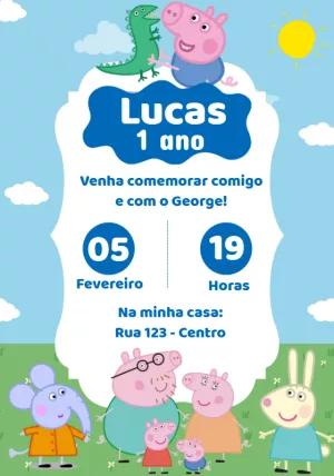 Convite Aniversário George Pig e Peppa para Editar Online